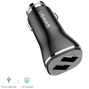 cargador usb usams para auto 2.4 negro